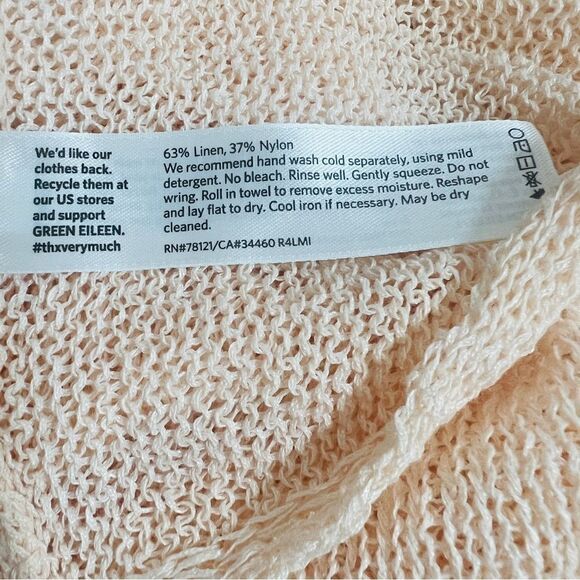 NWT Eileen Fisher Ballet Neck Box Top Shell Peach M Linen Mini Tape Long Sleeve - Picture 7 of 12